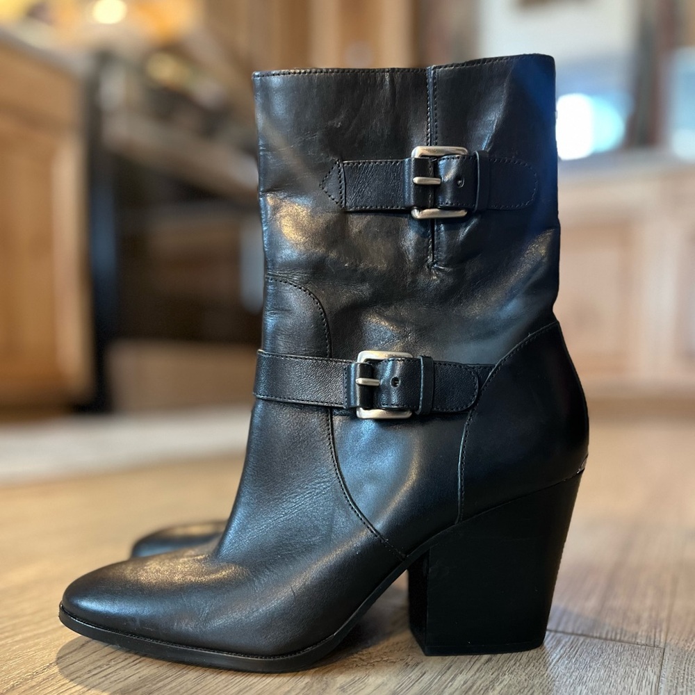Michael Kors Black Heeled Boots with Buckles